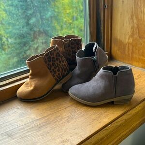 Baby/Toddler Girl Ankle Booties Lot, Leopard Print Boots and Grey Ankle Boots
